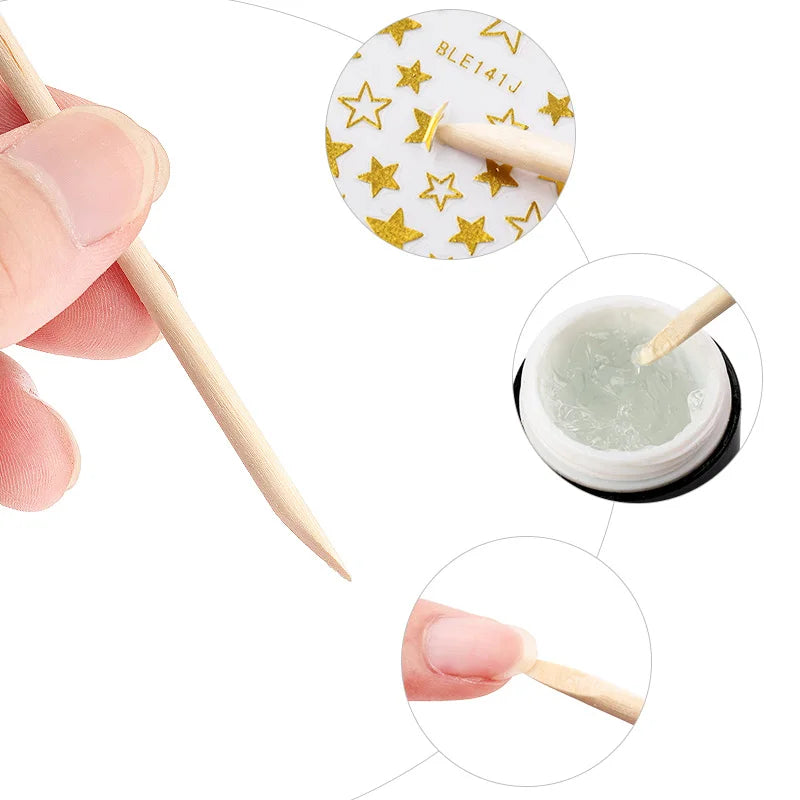 100/50pcs Nail Art Pusher Orange Wood Sticks Cuticle Pusher Remover Rhinestones Dotting Removal Manicure Pedicure Care Tools