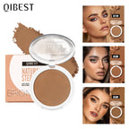 QIBEST Cream Contour Palette Dark Bronzing Powder Charlotte Makeup For Face Highlighter Bronzer Long-Lasting Concealer Cosmetics