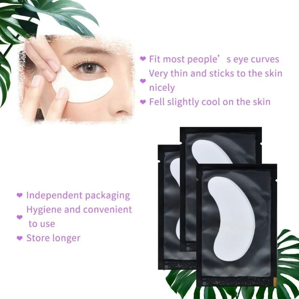 100Pairs Lint Free Under Eye Gel Pads Hydrating Eye Paper Patches Grafted Eyelashes Extension Eye Tips Sticker Wraps Makeup Tool