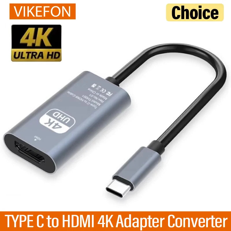 TYPE C to HDMI-Compatible 4K Adapter USB C USB3.1 Male to HDTV Female Converter Cable for Laptop Tablet TV MacBook
