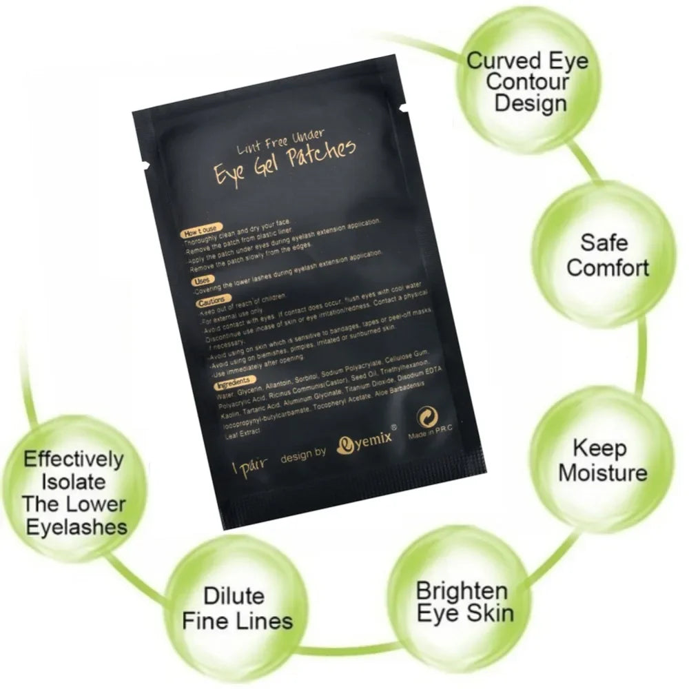 100Pairs Lint Free Under Eye Gel Pads Hydrating Eye Paper Patches Grafted Eyelashes Extension Eye Tips Sticker Wraps Makeup Tool