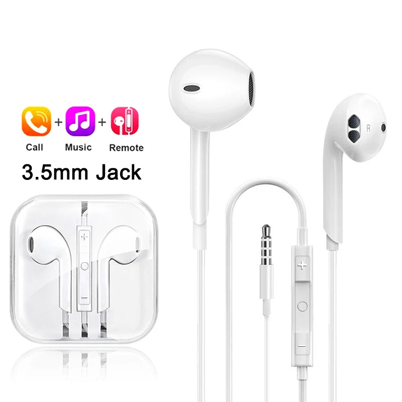 Original Headphones For Apple iPhone 14 13 12 11 Pro Max Wired Earphones X XS XR 7 8 6 Lightning Bluetooth Earplugs Accessories