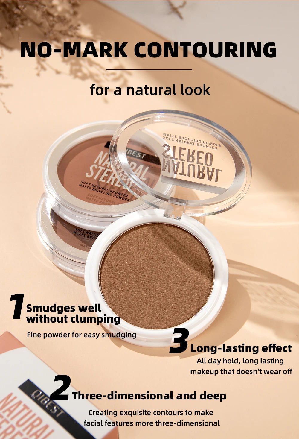 QIBEST Cream Contour Palette Dark Bronzing Powder Charlotte Makeup For Face Highlighter Bronzer Long-Lasting Concealer Cosmetics
