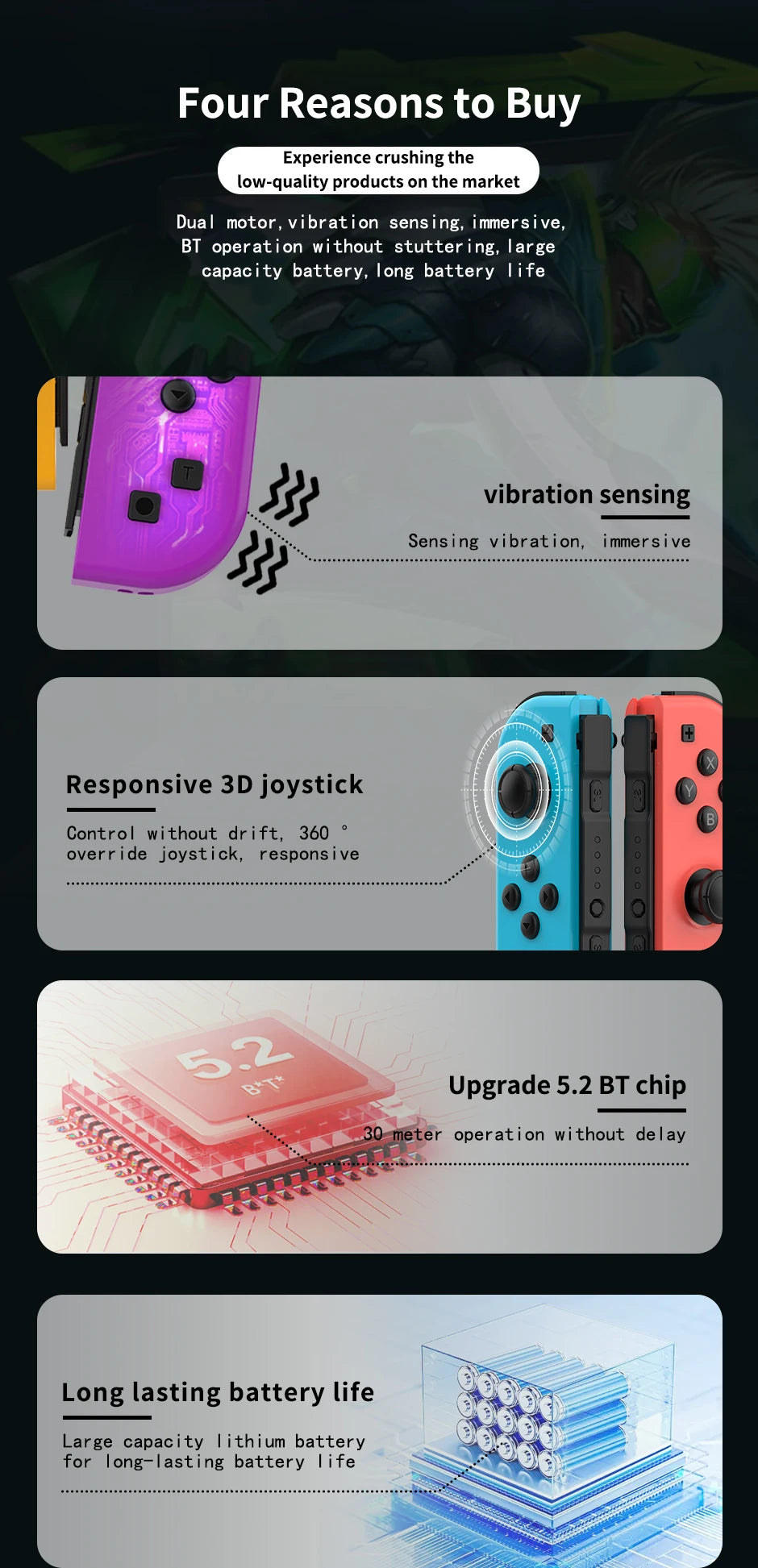 Joy Pad Joycons Controller For Nintendo Switch Joystick Gamepad Wireless Game Console Joypad Turbo Wake Up Function