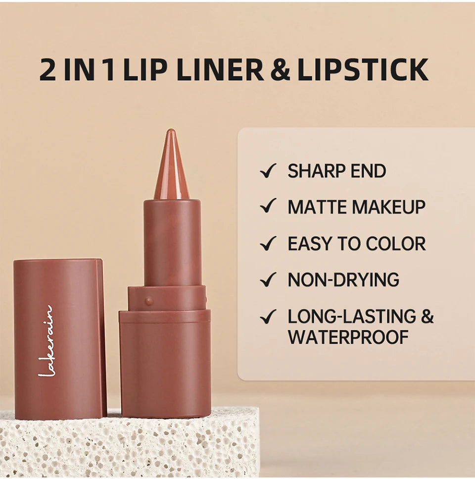 Matte Liner Lipstick Pen Gradient Lip Liner Red Brown Lipsticks Pencil Lasting Waterproof Lip Stick Sexy Women Lip Cosmetics
