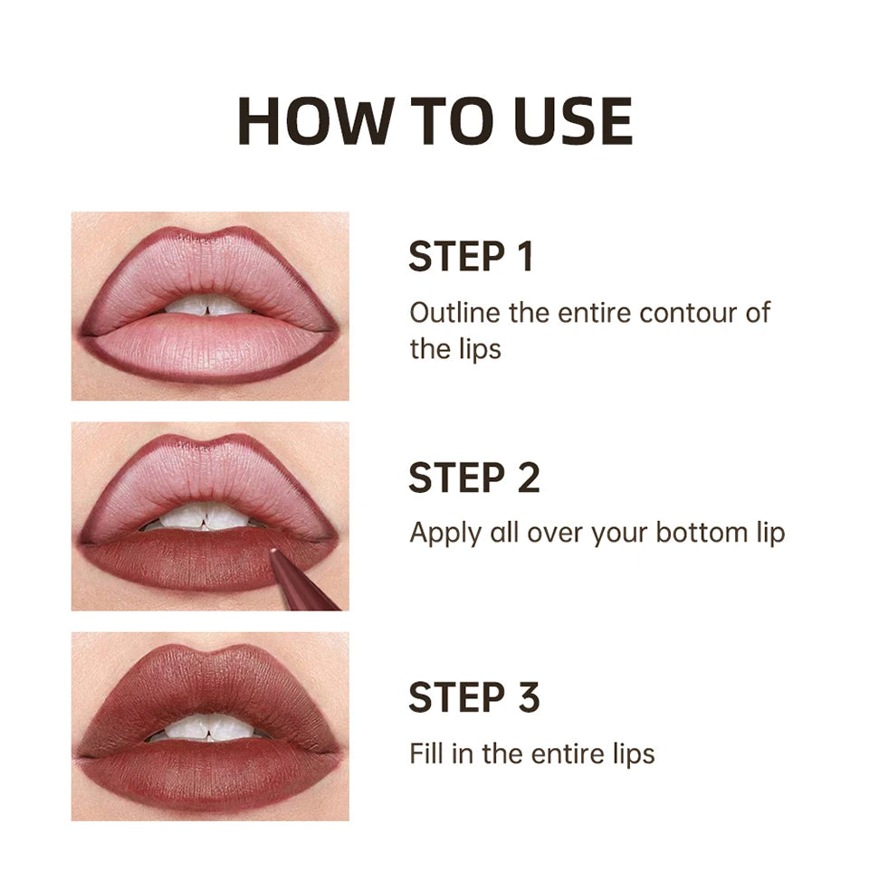 Matte Liner Lipstick Pen Gradient Lip Liner Red Brown Lipsticks Pencil Lasting Waterproof Lip Stick Sexy Women Lip Cosmetics