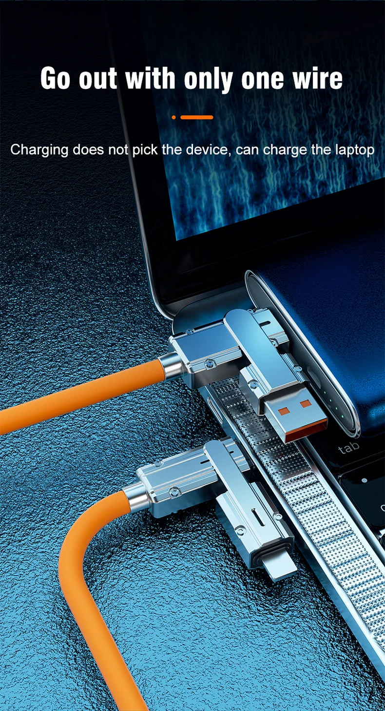 4 In 1 120W USB Type C to Type C IOS Cable 3 IN 1 PD 100W Fast Charging Data Cable for iPhone 11 12 13 14 15 Pro Max Samsung S24