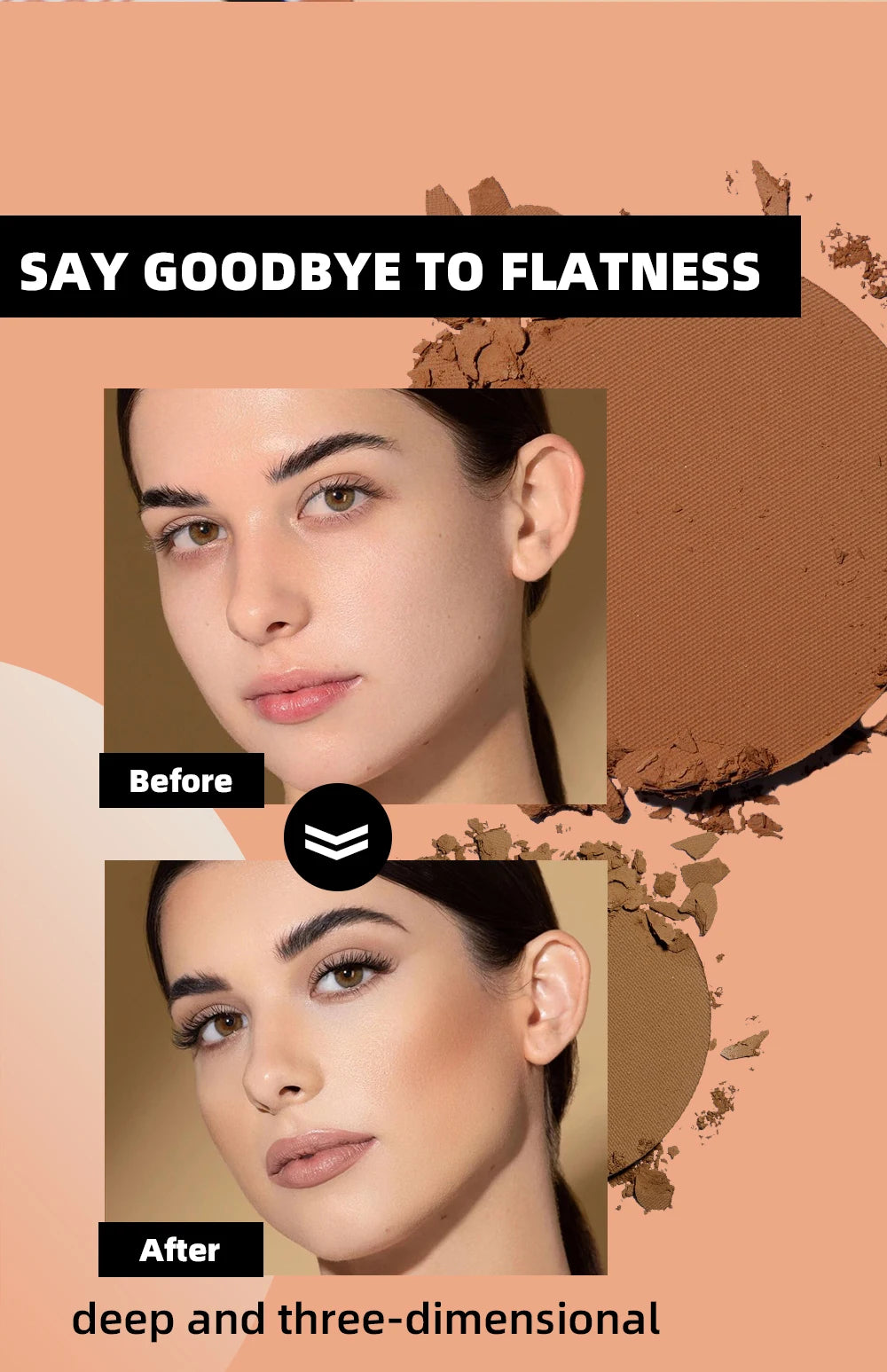QIBEST Cream Contour Palette Dark Bronzing Powder Charlotte Makeup For Face Highlighter Bronzer Long-Lasting Concealer Cosmetics