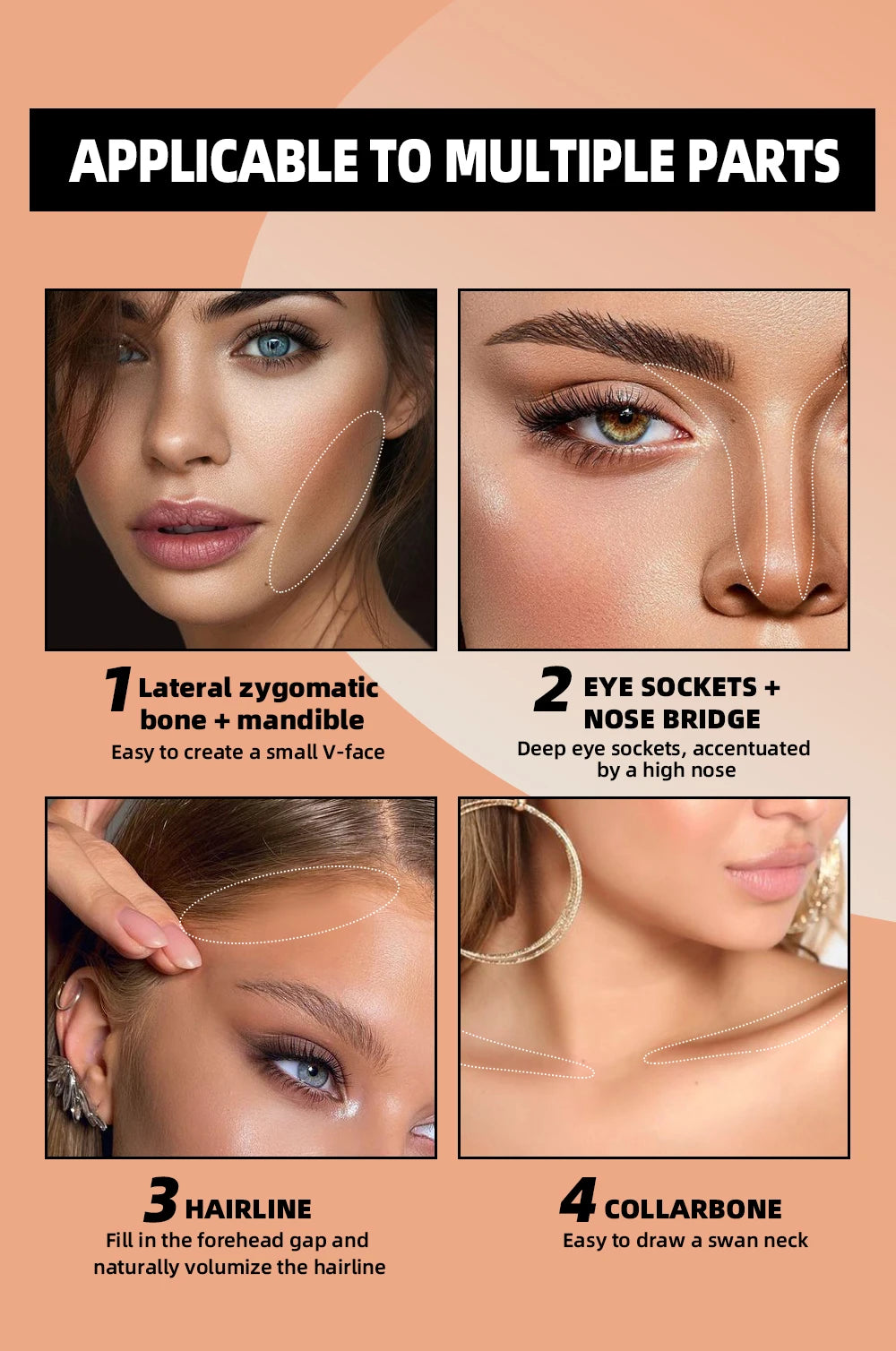 QIBEST Cream Contour Palette Dark Bronzing Powder Charlotte Makeup For Face Highlighter Bronzer Long-Lasting Concealer Cosmetics